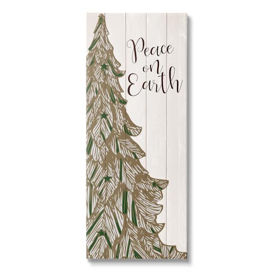 Stupell Industries Peace On Earth Tree Phrase Canvas Wall Art